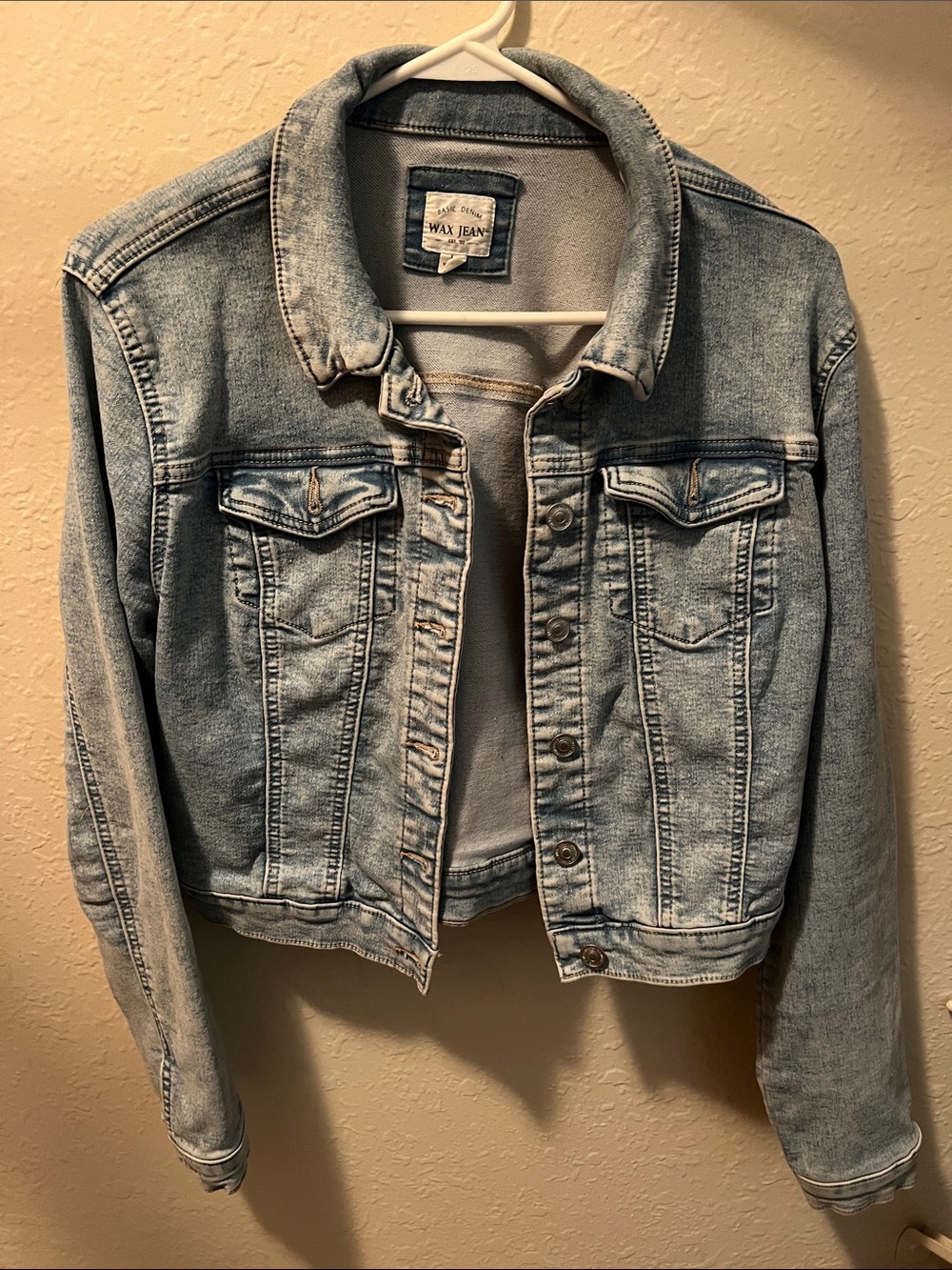 Wax Jean Light Blue Cropped Denim Jacket - Women